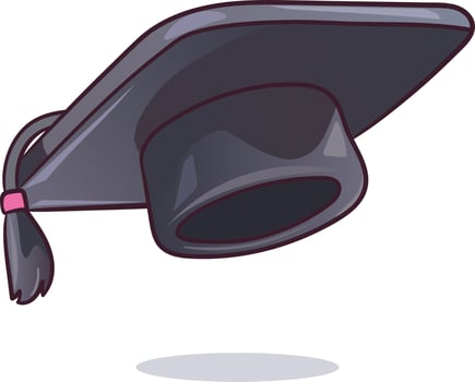 Graduate cap, graduation celebration isolated illustration. Flat cartoon style vector icon.