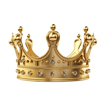 Golden royal crown isolated on transparent background. png