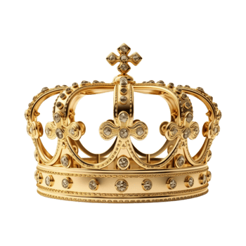 Golden royal crown isolated on transparent background. png