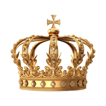 Golden royal crown isolated on transparent background. png