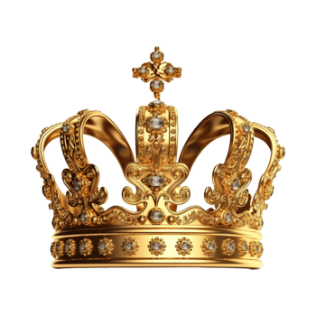 Golden royal crown isolated on transparent background. png