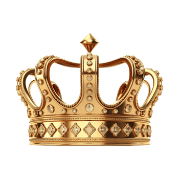 Golden royal crown isolated on transparent background. png