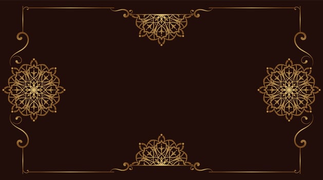 Brown background with golden mandala ornament vector
