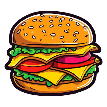 Colorful Burger pop art style, Burger Sticker, pastel cute colors, . png