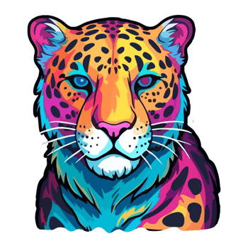 Colorful Leopard modern pop art style, Leopard illustration, simple creative design, . png