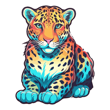 Colorful Leopard modern pop art style, Leopard illustration, simple creative design, . png