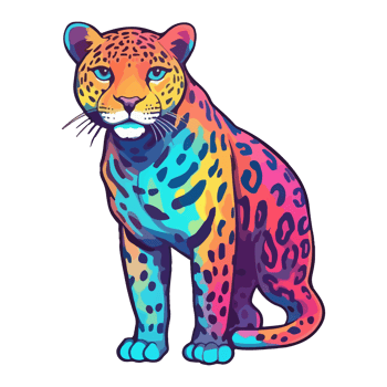 Colorful Leopard modern pop art style, Leopard illustration, simple creative design, . png