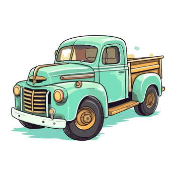 Colorful Old Farm Truck pop art style, Old Farm Truck Sticker, pastel cute colors, retro truck, . png
