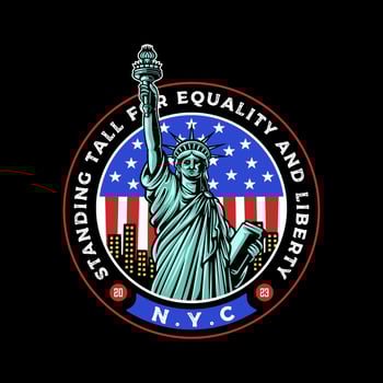 Statue of liberty for 4th of July badge illustration vector