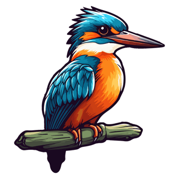 Colorful Kingfisher bird pop art style, Kingfisher Sticker, pastel cute colors, . png