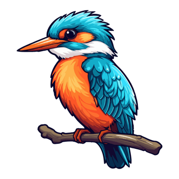 Colorful Kingfisher bird pop art style, Kingfisher Sticker, pastel cute colors, . png