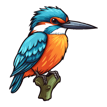 Colorful Kingfisher bird pop art style, Kingfisher Sticker, pastel cute colors, . png