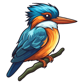 Colorful Kingfisher bird pop art style, Kingfisher Sticker, pastel cute colors, . png