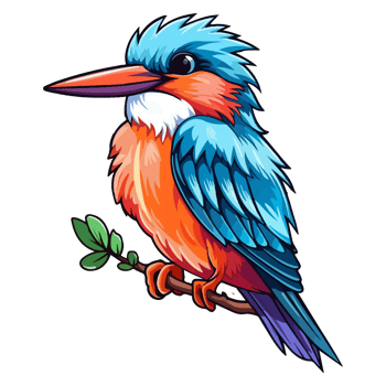 Colorful Kingfisher bird pop art style, Kingfisher Sticker, pastel cute colors, . png