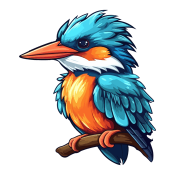 Colorful Kingfisher bird pop art style, Kingfisher Sticker, pastel cute colors, . png