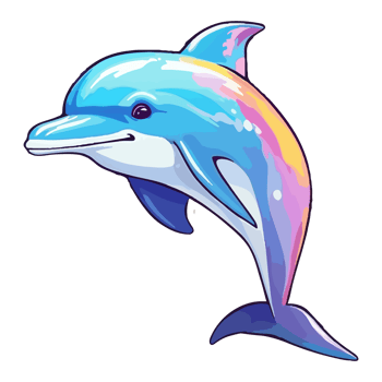 Dolphin modern pop art style, Colorful Dolphin illustration, pastel sticker cute colors, . png