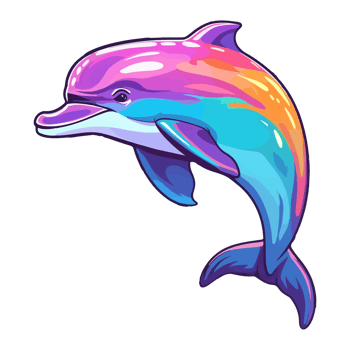 Dolphin modern pop art style, Colorful Dolphin illustration, pastel sticker cute colors, . png