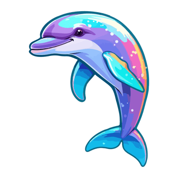 Dolphin modern pop art style, Colorful Dolphin illustration, pastel sticker cute colors, . png