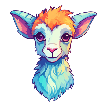 Goat modern pop art style, Colorful Goat illustration, pastel sticker cute colors, . png