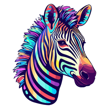 Zebra modern pop art style, Colorful Zebra illustration, pastel sticker cute colors, . png