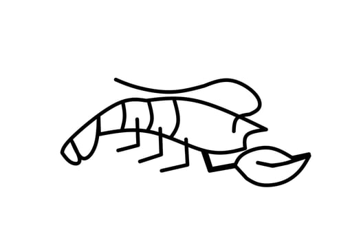 Line drawing Lobster isolated on white background. Vector illustration.