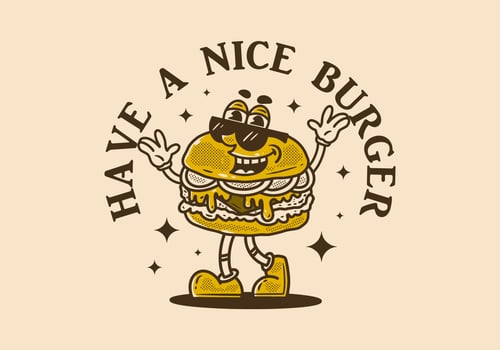 Vintage mascot character design of burger vector