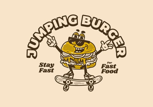 Vintage mascot character design of burger vector