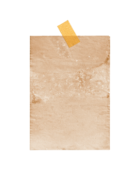 Rough old paper note with tape isolated png