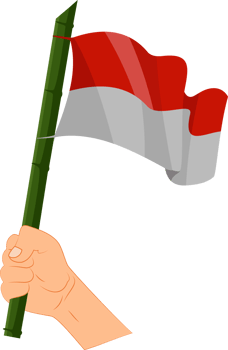 hand holding 3d indonesian flag png
