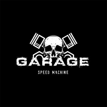 Vintage Biker Skull With Crossed Pistons Vector Illustration