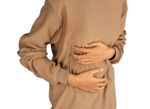woman holding sick stomach isolated png
