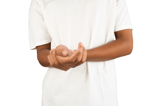 Man holding sore wrist isolated png