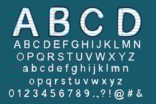 Alphabet clipart, notebook letter display font style. vector