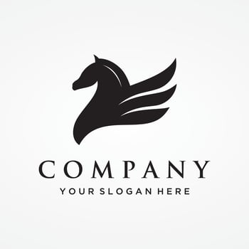 Simple winged horse or pegasus Logo template design with creative idea. vector