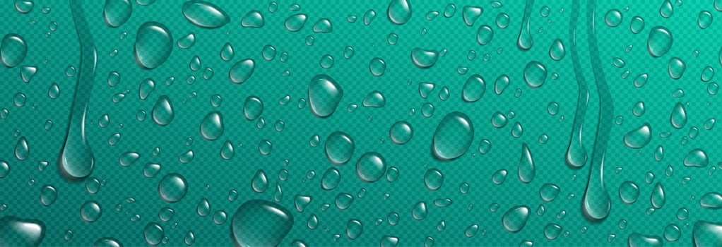 Realistic water drops on turquoise surface vector