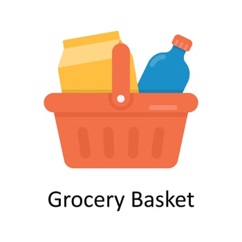Grocery Basket Vector  Flat Icon Design illustration. Ecommerce and shopping Symbol on White background EPS 10 File