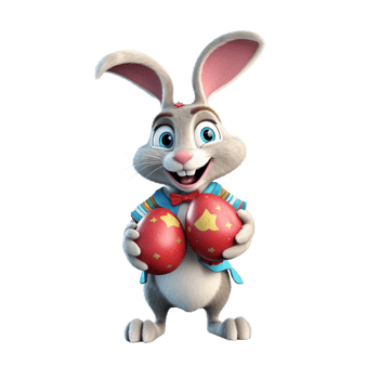 a cute rabbit holding an easter egg 3d cartoon character png