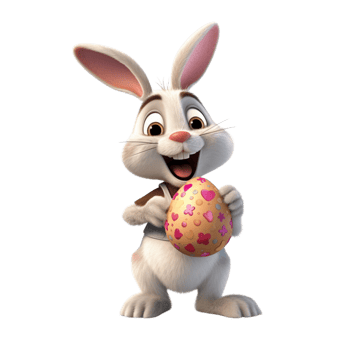 a cute rabbit holding an easter egg 3d cartoon character png