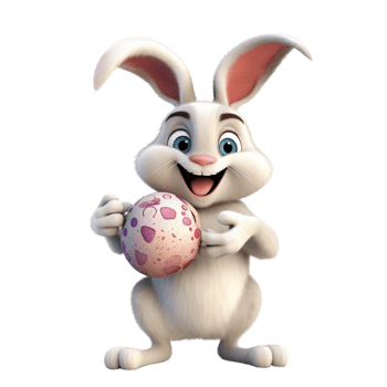a cute rabbit holding an easter egg 3d cartoon character png