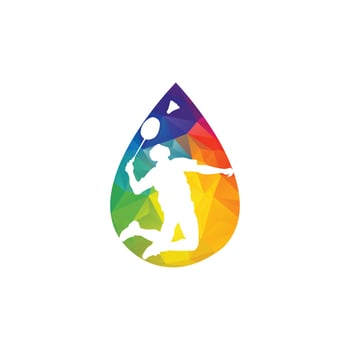 Modern Passionate Badminton Player in Action logo - Passionate Winning Moment Smash. Abstract Professional Young Badminton Athlete in Passionate Pose. vector