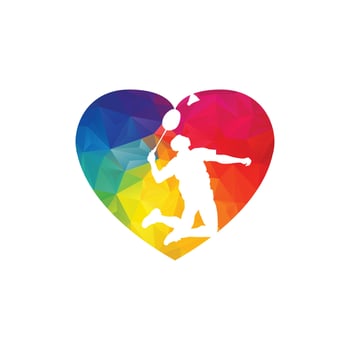 Modern Passionate Badminton Player in Action logo - Passionate Winning Moment Smash. Abstract Professional Young Badminton Athlete in Passionate Pose. vector