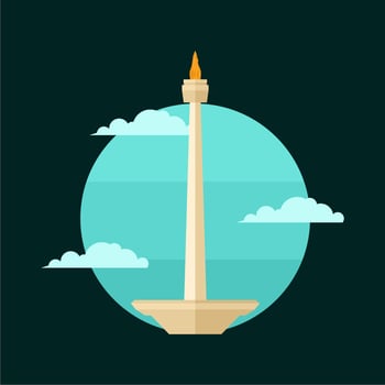 jakarta landmark indonesian icon vector