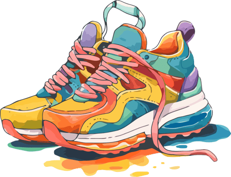 Splashing Colors, Hand Painted Sneaker Art with Watercolor Effect png