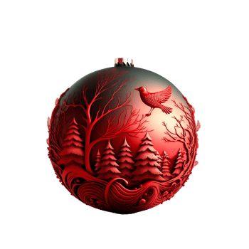 Christmas red ball decorated with Winter Snowflakes on a transparent background png
