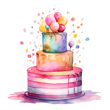 Watercolor Birthday Cake. Illustration png