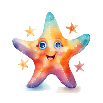 Cute watercolor starfish. Illustration png