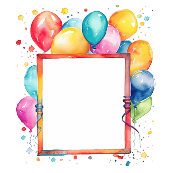 Kids cartoon birthday background. Illustration png
