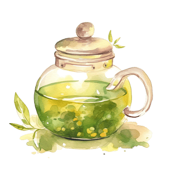 Watercolor green tea. Illustration png