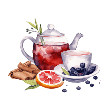 Watercolor tea with teapot. Illustration png