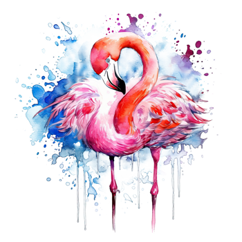 Watercolor pink Flamingo. Illustration png